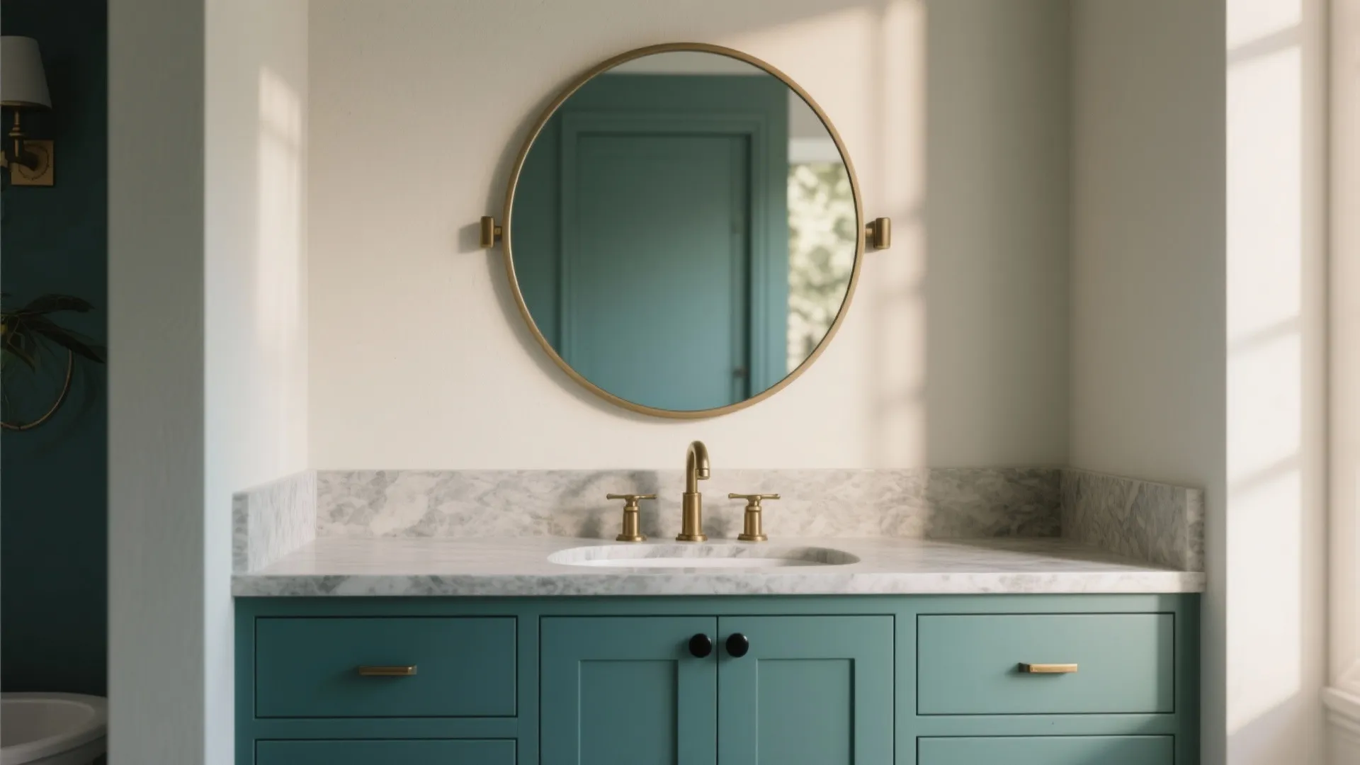 3. Colorful vanity + simple mirror