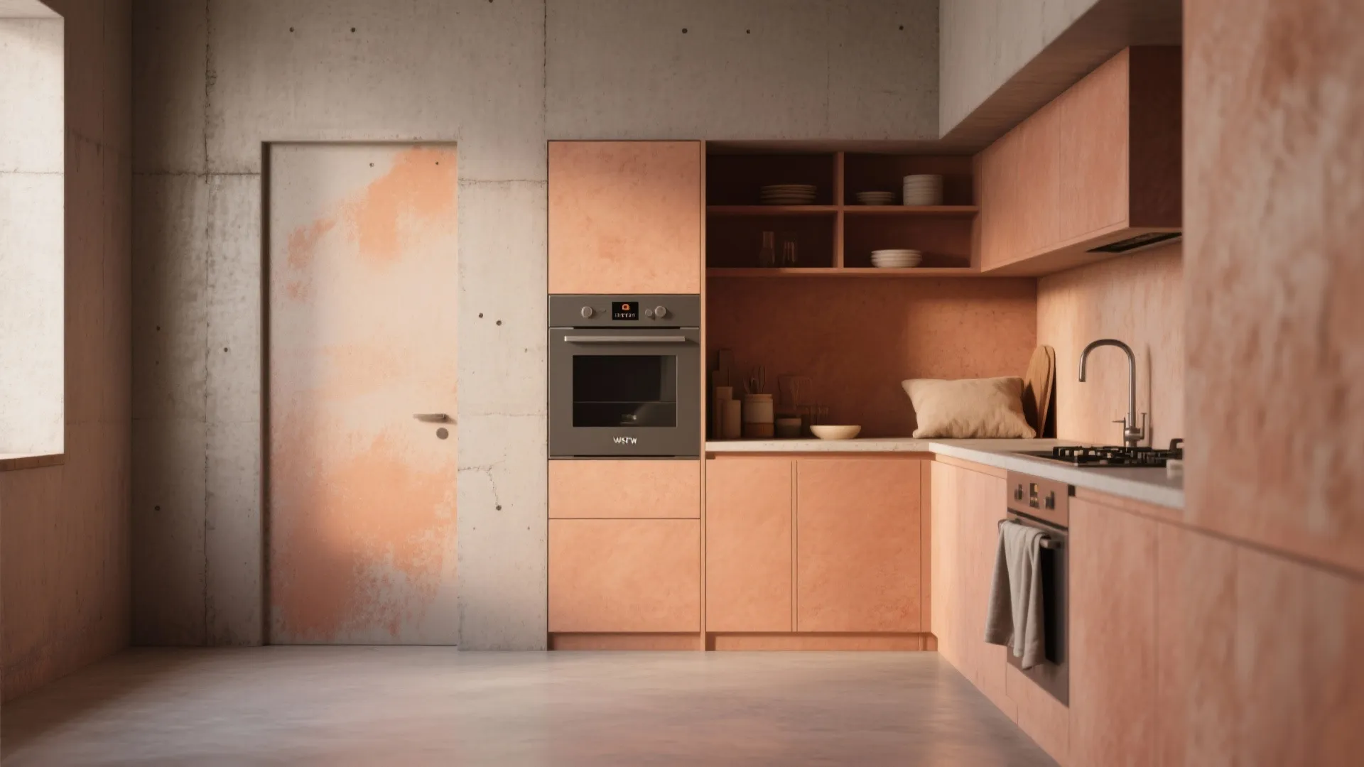 3. Colorwashed Concrete for a Warmer Tone