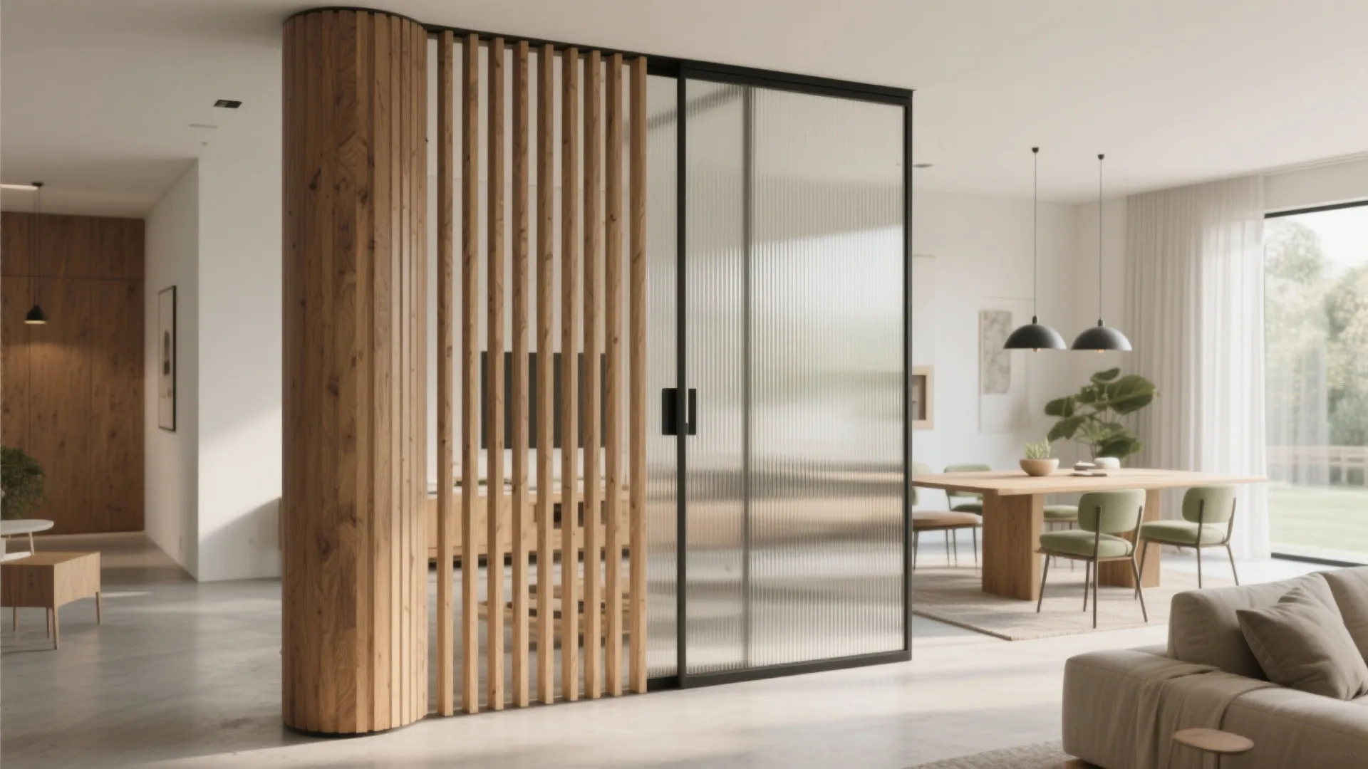 Divide and connect: slatted timber or ribbed glass screens
