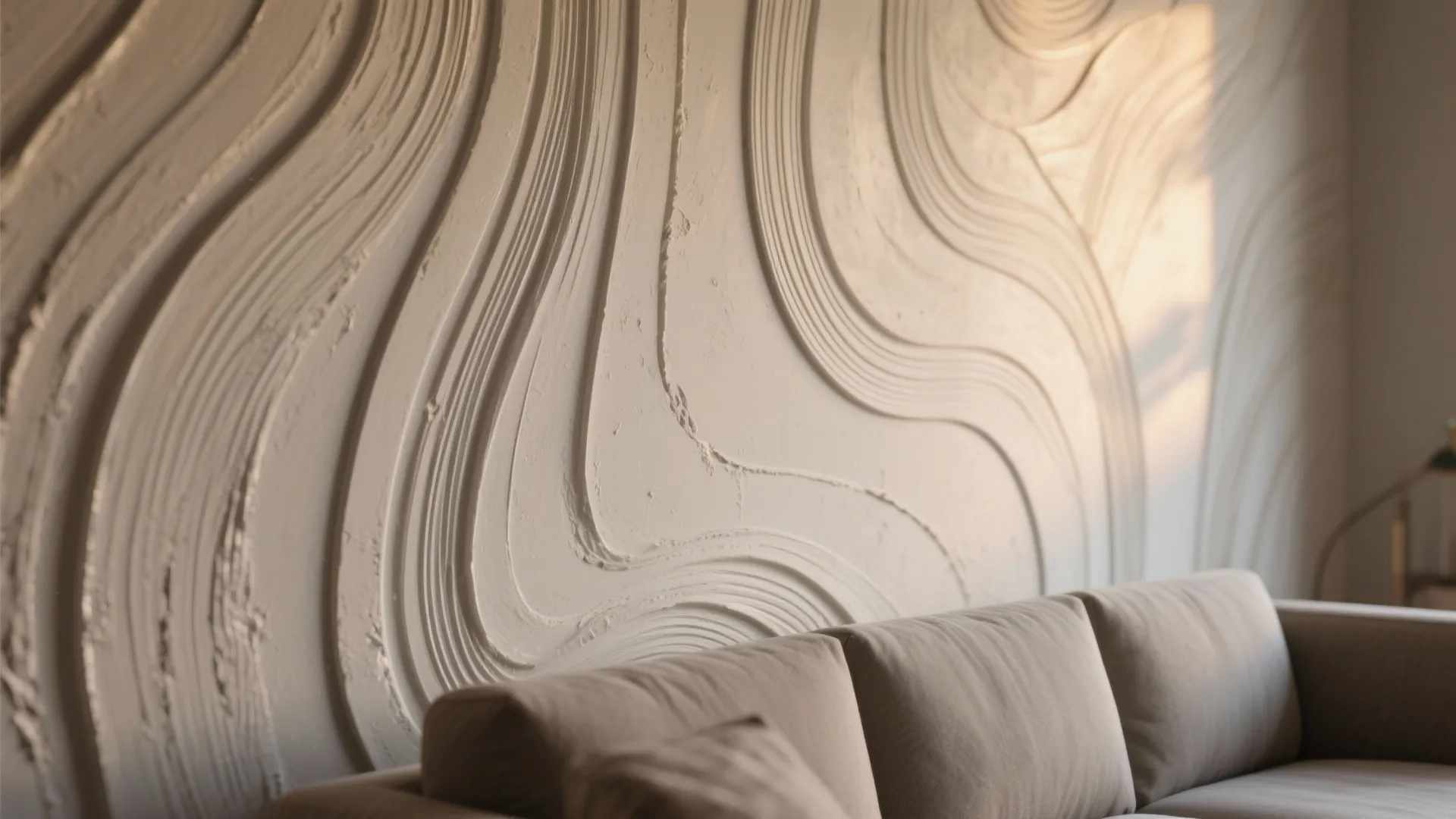Hand-troweled or combed accent wall patterns