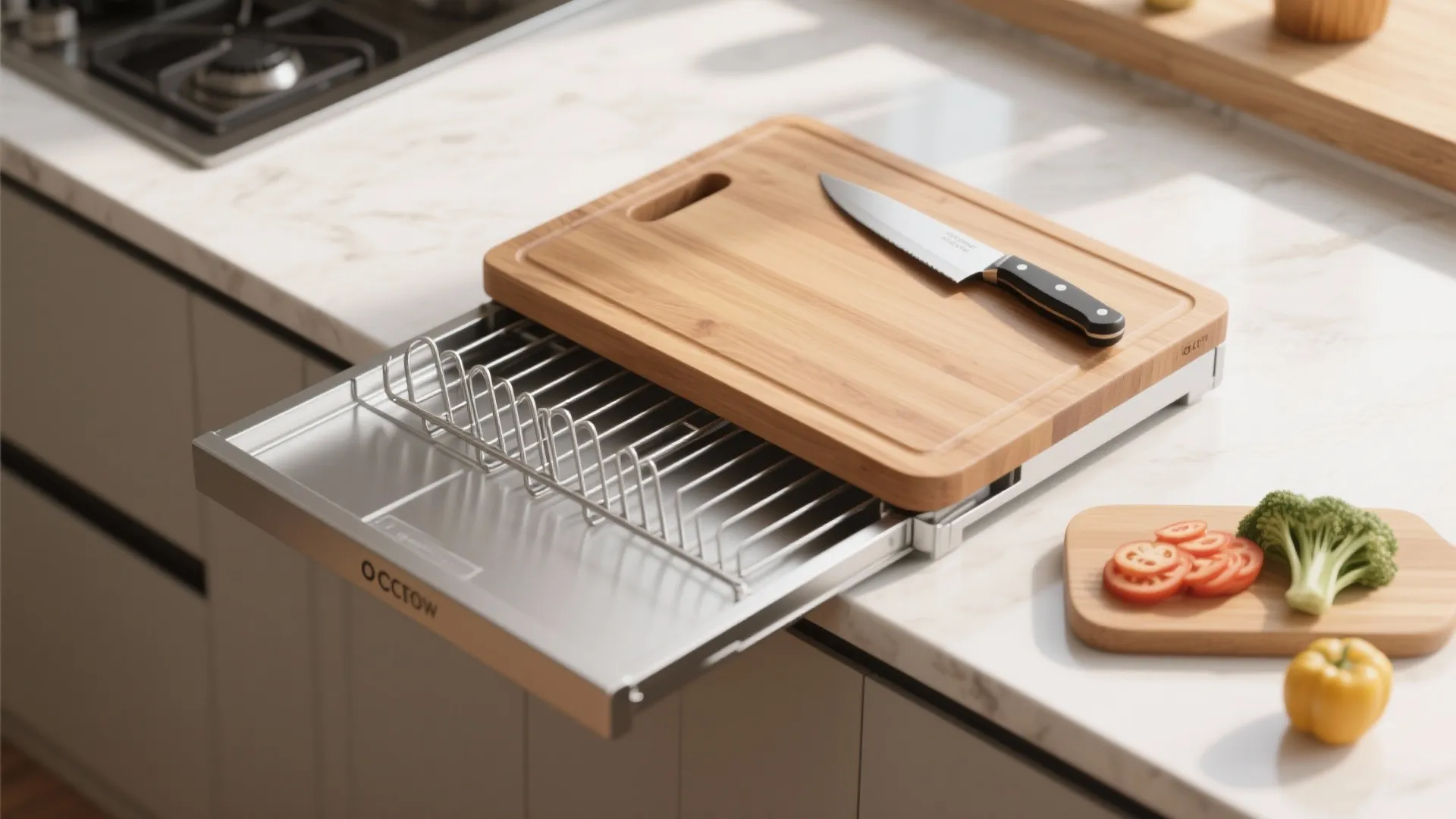 5. Convertible dish rack + cutting board combo