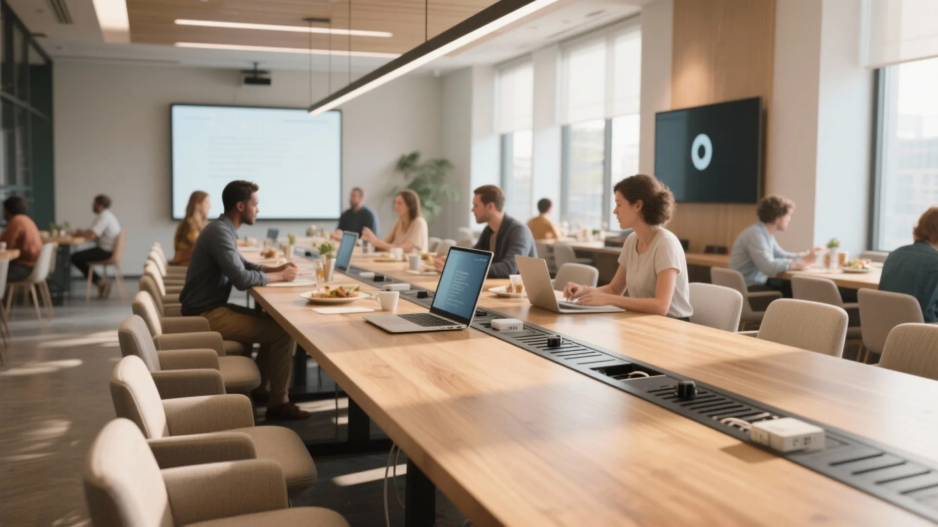 3. Multi-use communal table with service rail