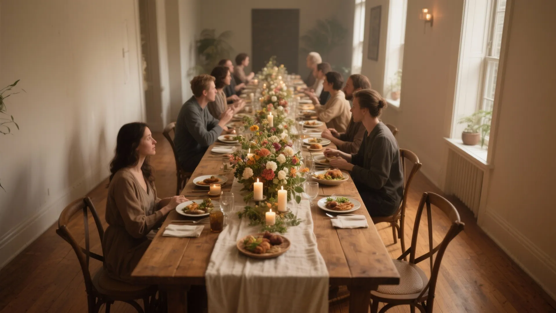 2. Long Communal Table for Dinner