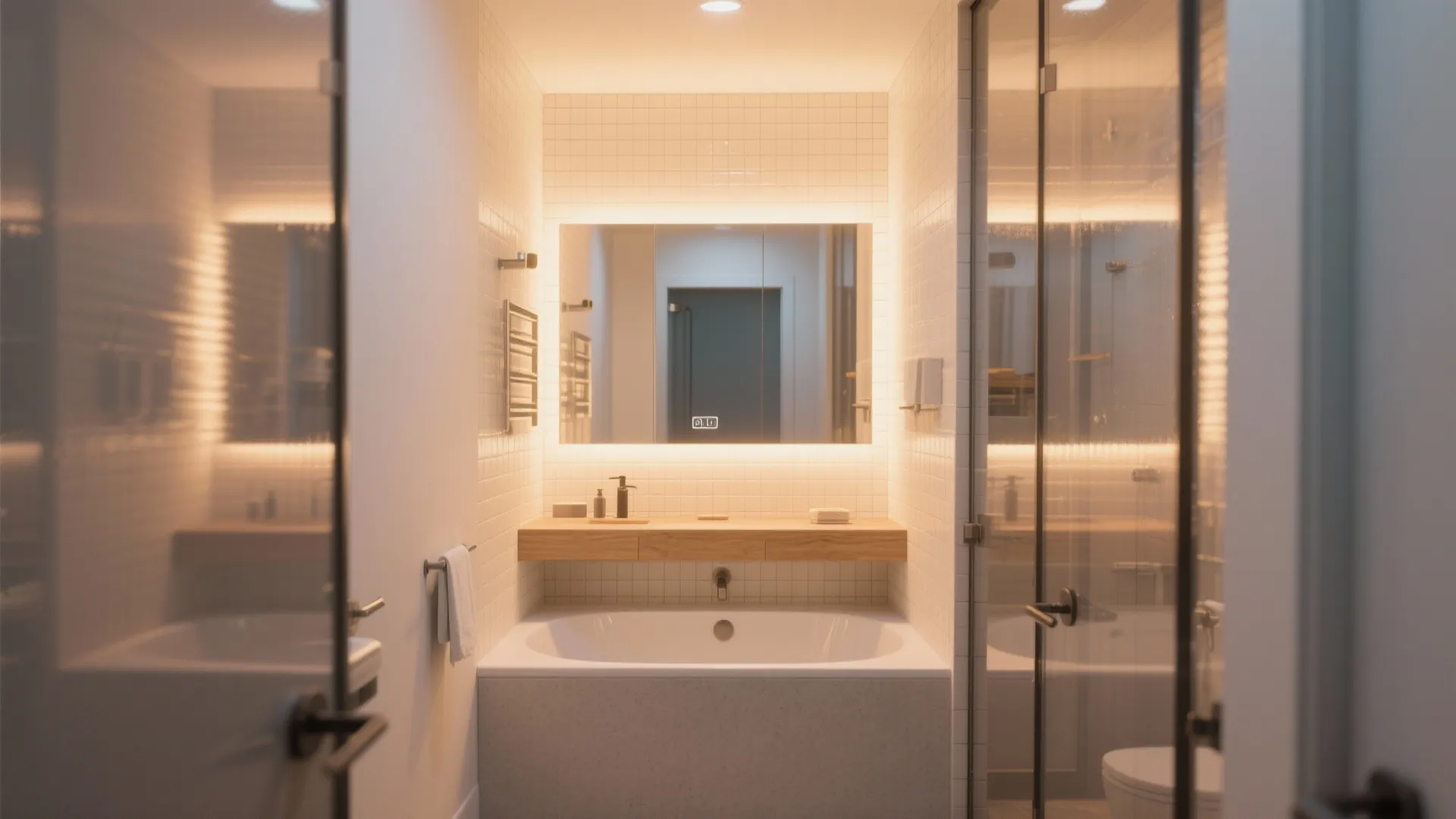 Compact Almond Alcove for Small Baths