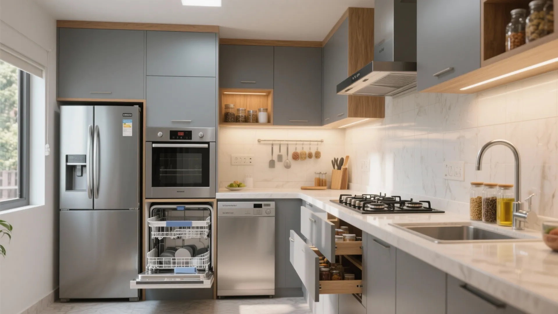 Compact appliances and integrated storage