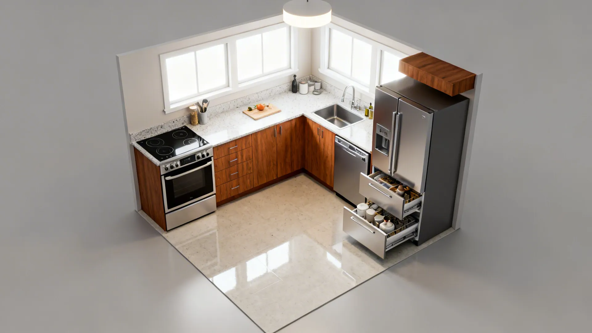 Compact appliances and zones that flow