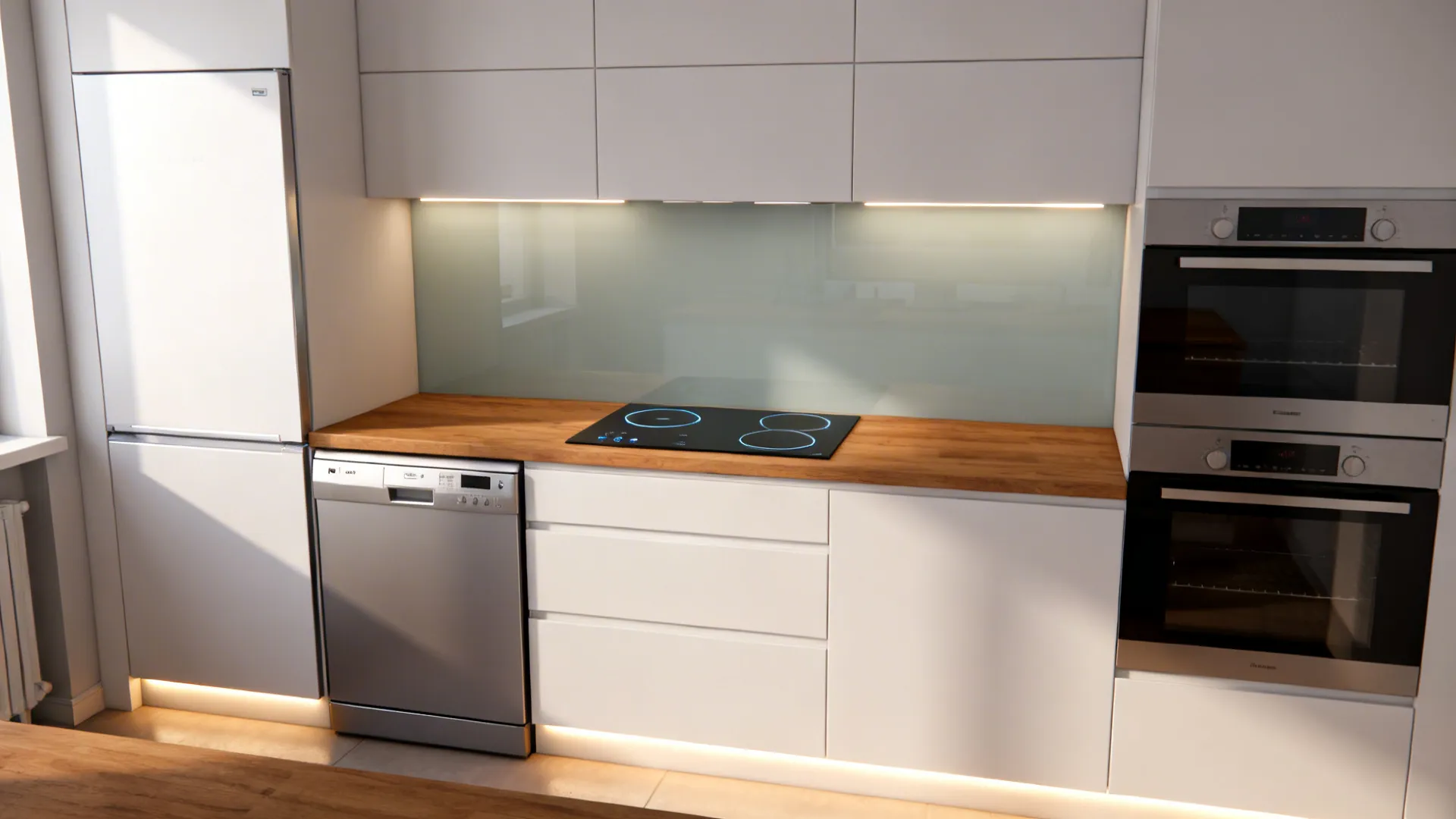 Compact appliance strategy and layered lighting