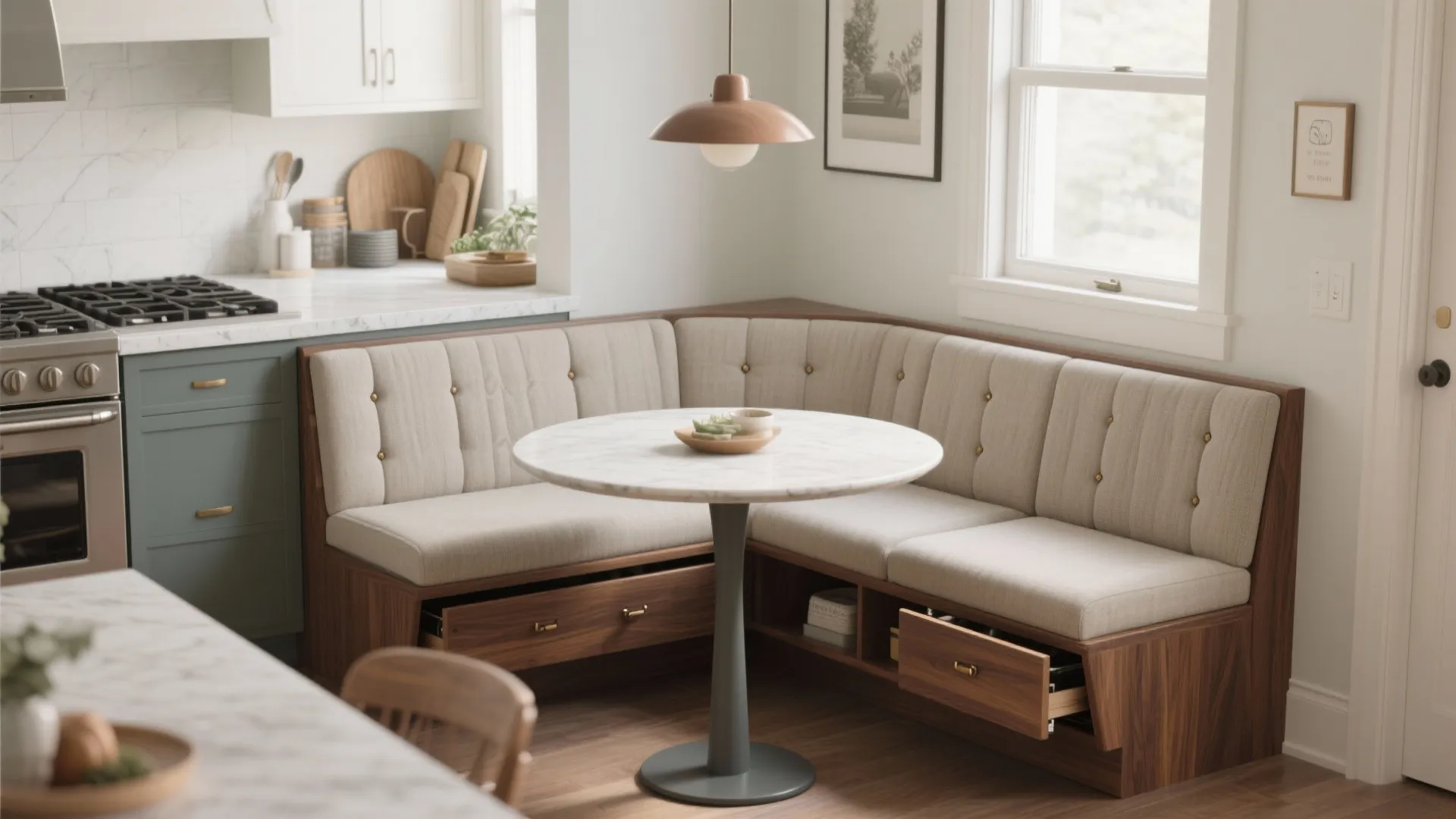 Compact banquette with storage