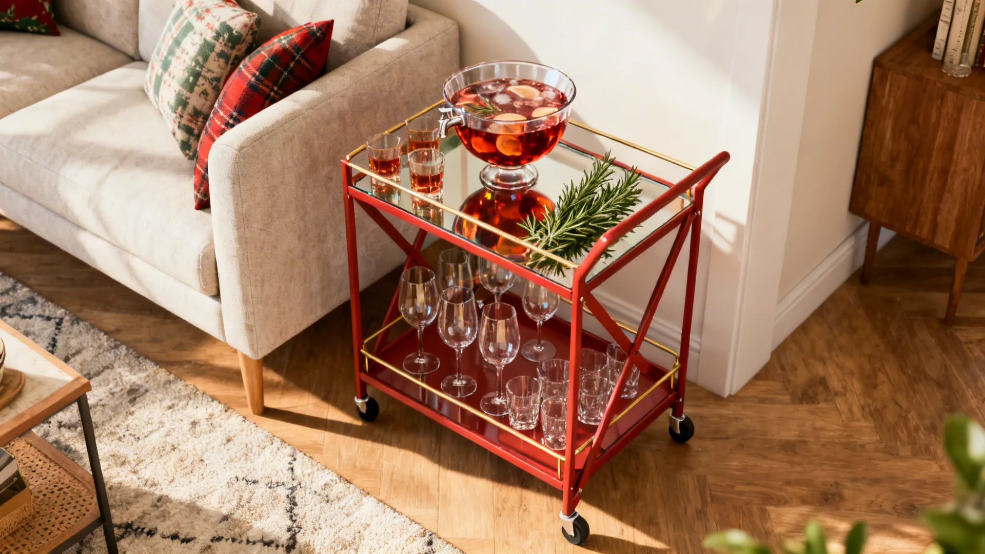 4. Compact Party-Ready Bar Cart
