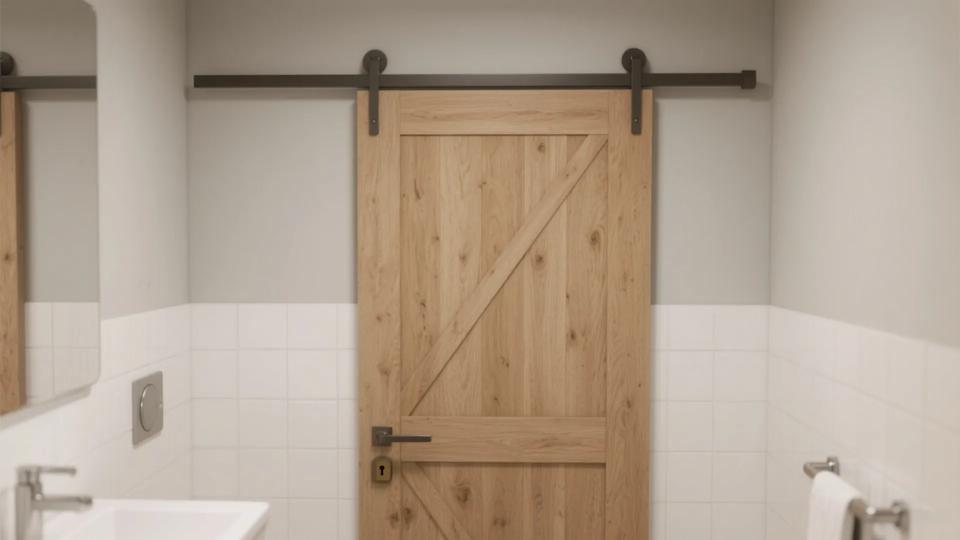 Compact Barn Door with Moisture-Resistant Finish