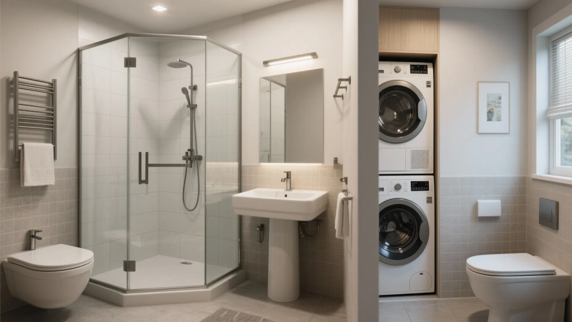 3. Create three efficient bathrooms with compact layouts