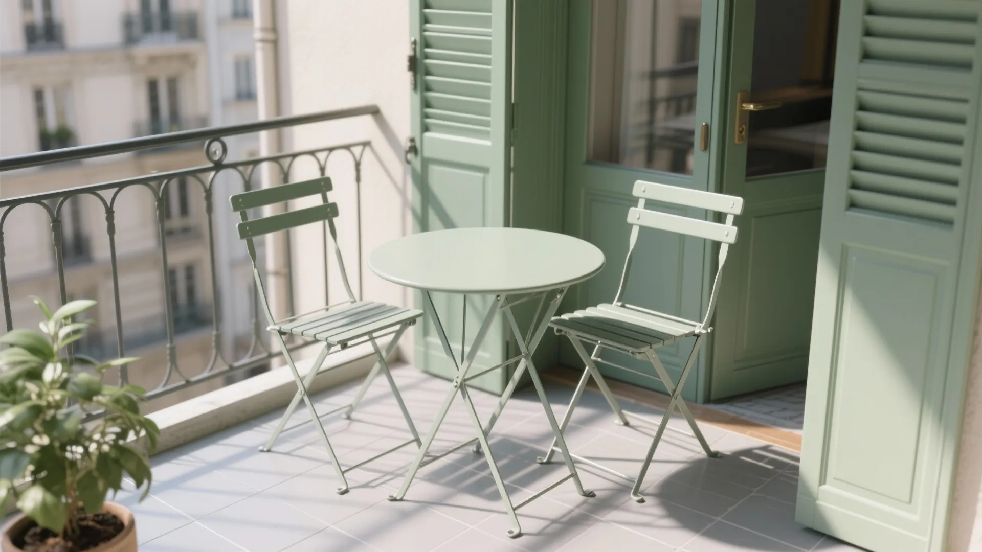 2) Bistro sets with round tables for two-person balconies