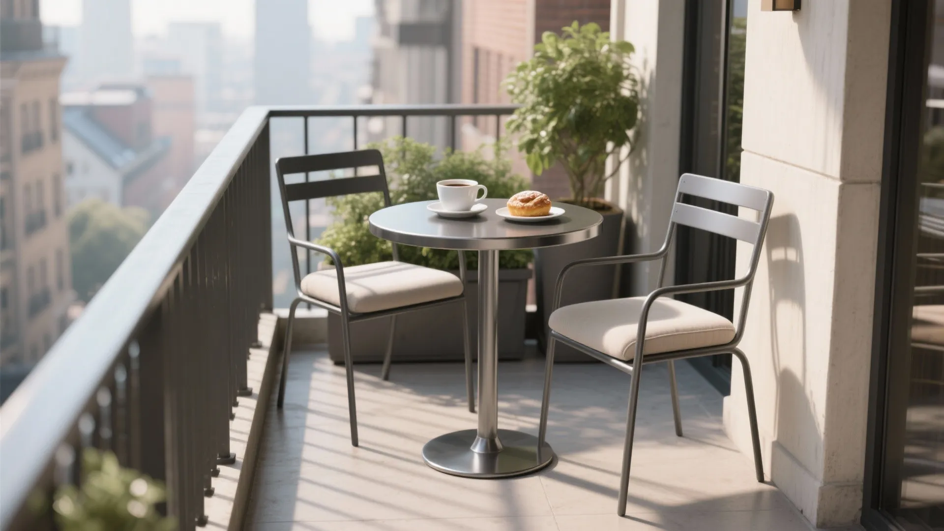 Compact bistro set for morning coffee
