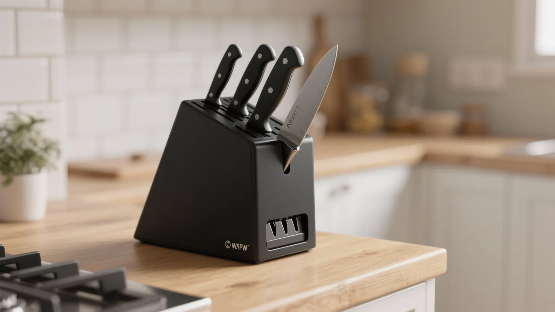 2. Compact block with integrated sharpener