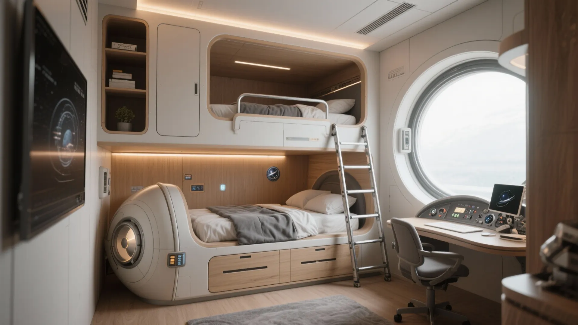 3. Compact Bunks and Spacecraft-Inspired Storage