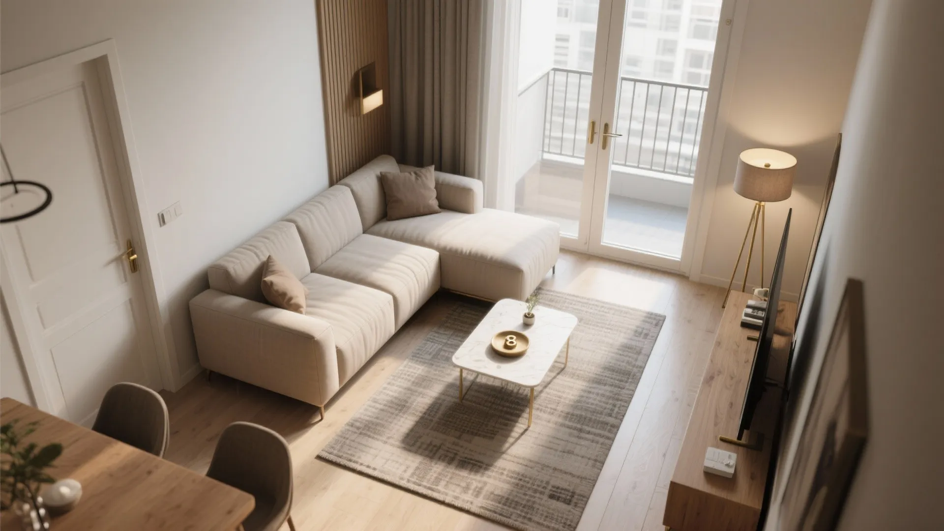 L-Shaped Layout With a Compact Chaise