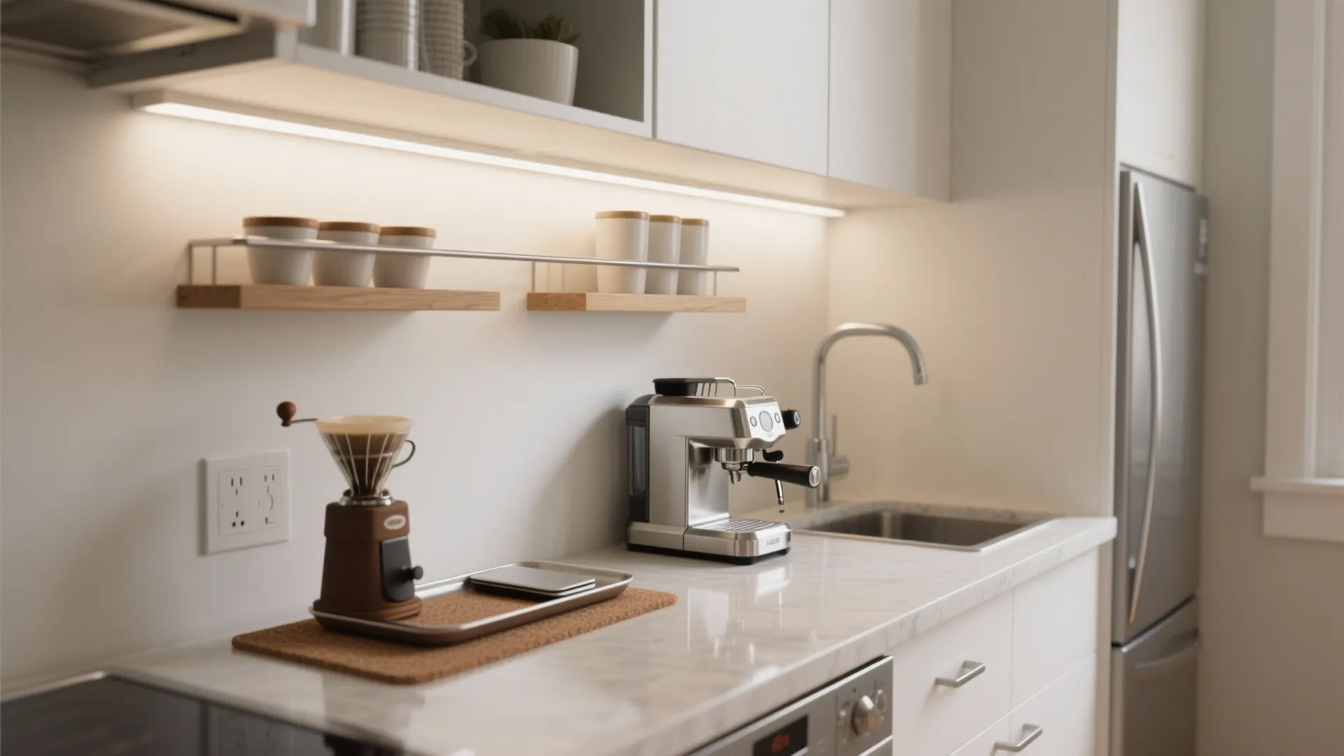 Coffee Bar Ideas for Small Kitchen Counter: Space-Saving Inspiration: 1 Minute to Brew the Perfect Coffee Nook on Your Small Kitchen Counter
