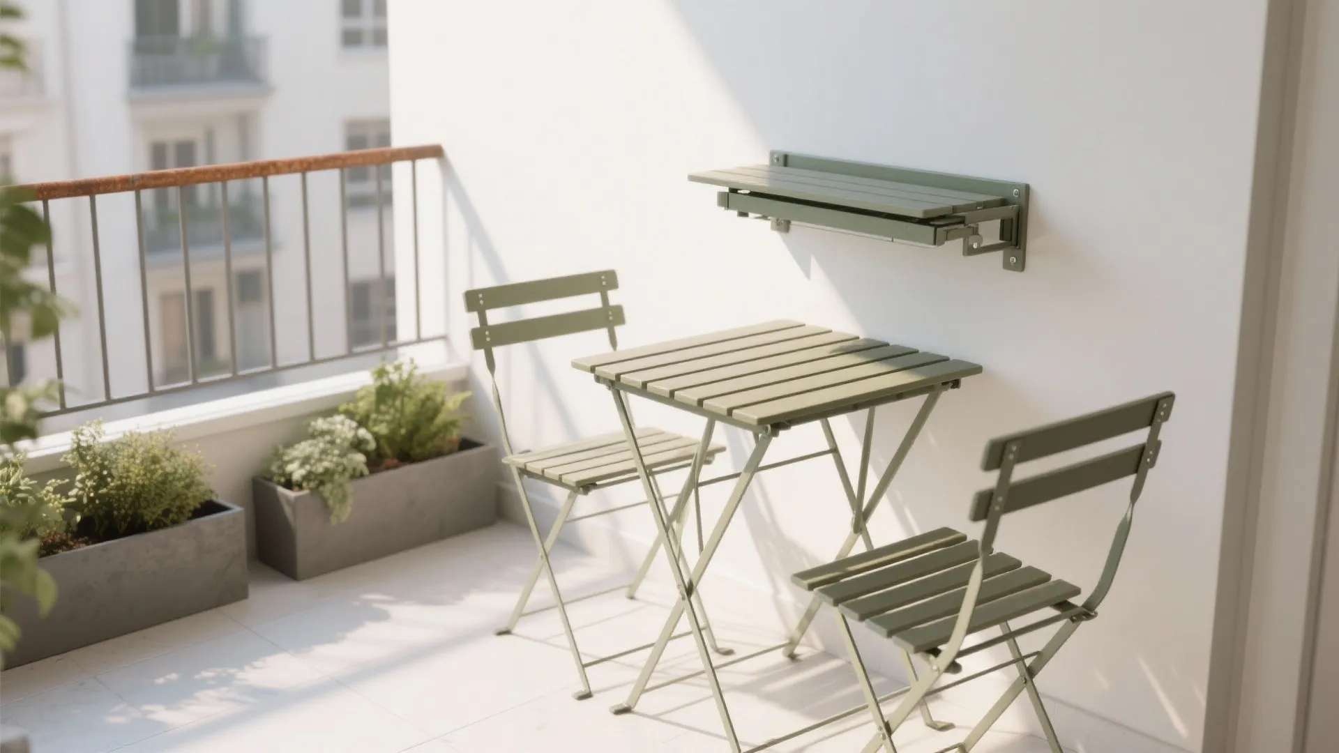 Compact Dining: Fold-Down Tables and Slim Bistro Seats