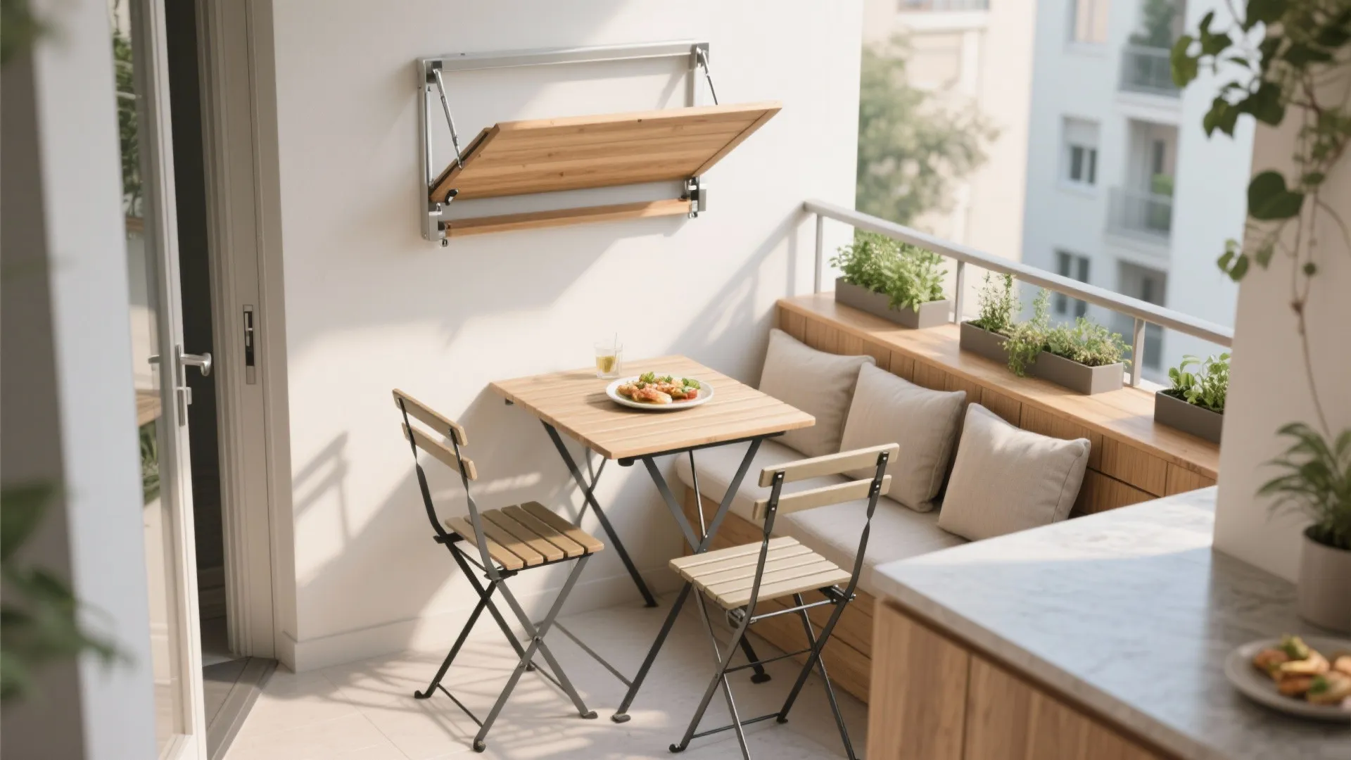 Compact Dining Nook with Foldable Pieces