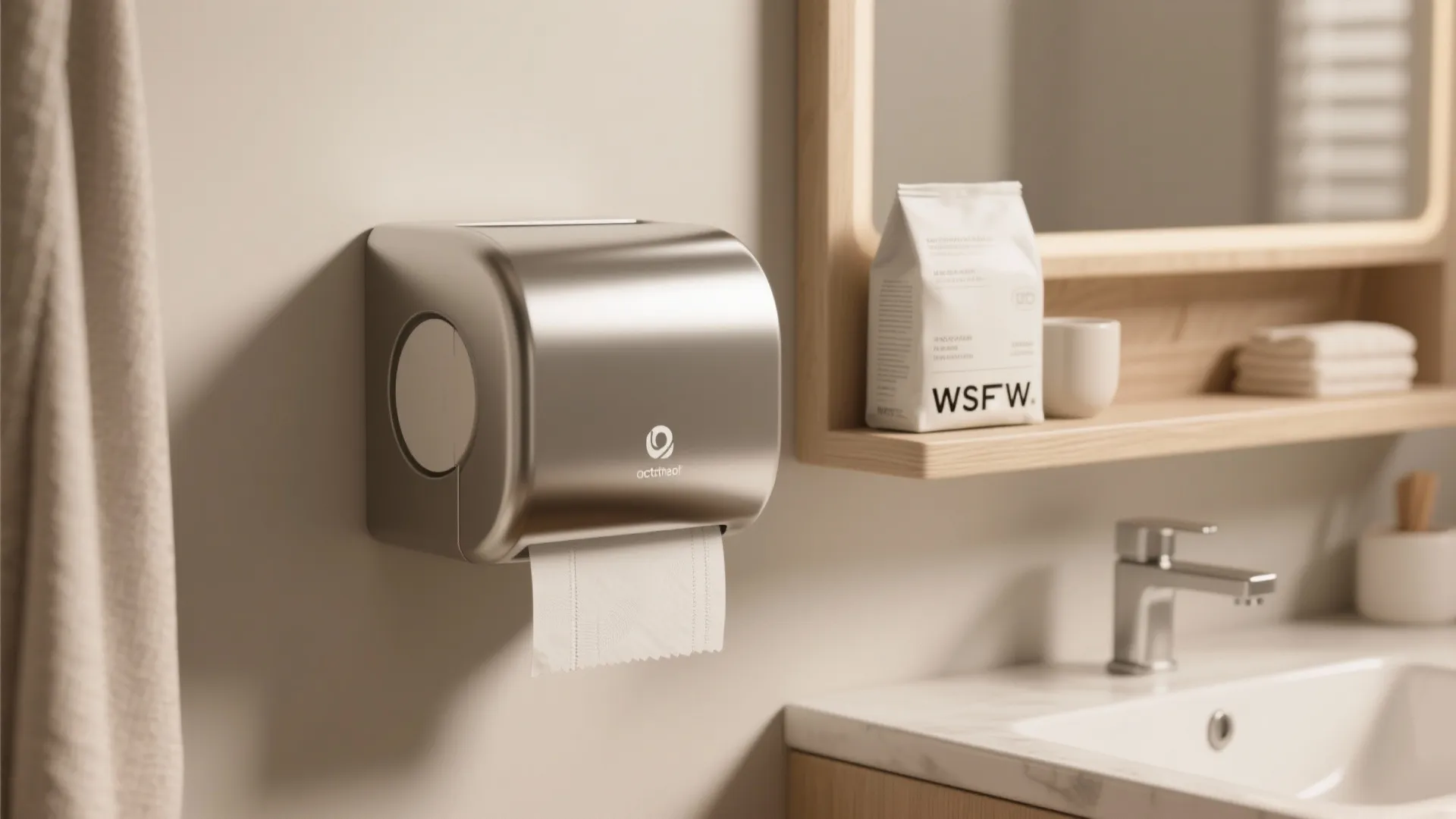 4. Use compact dispensers and visible branding as a design element