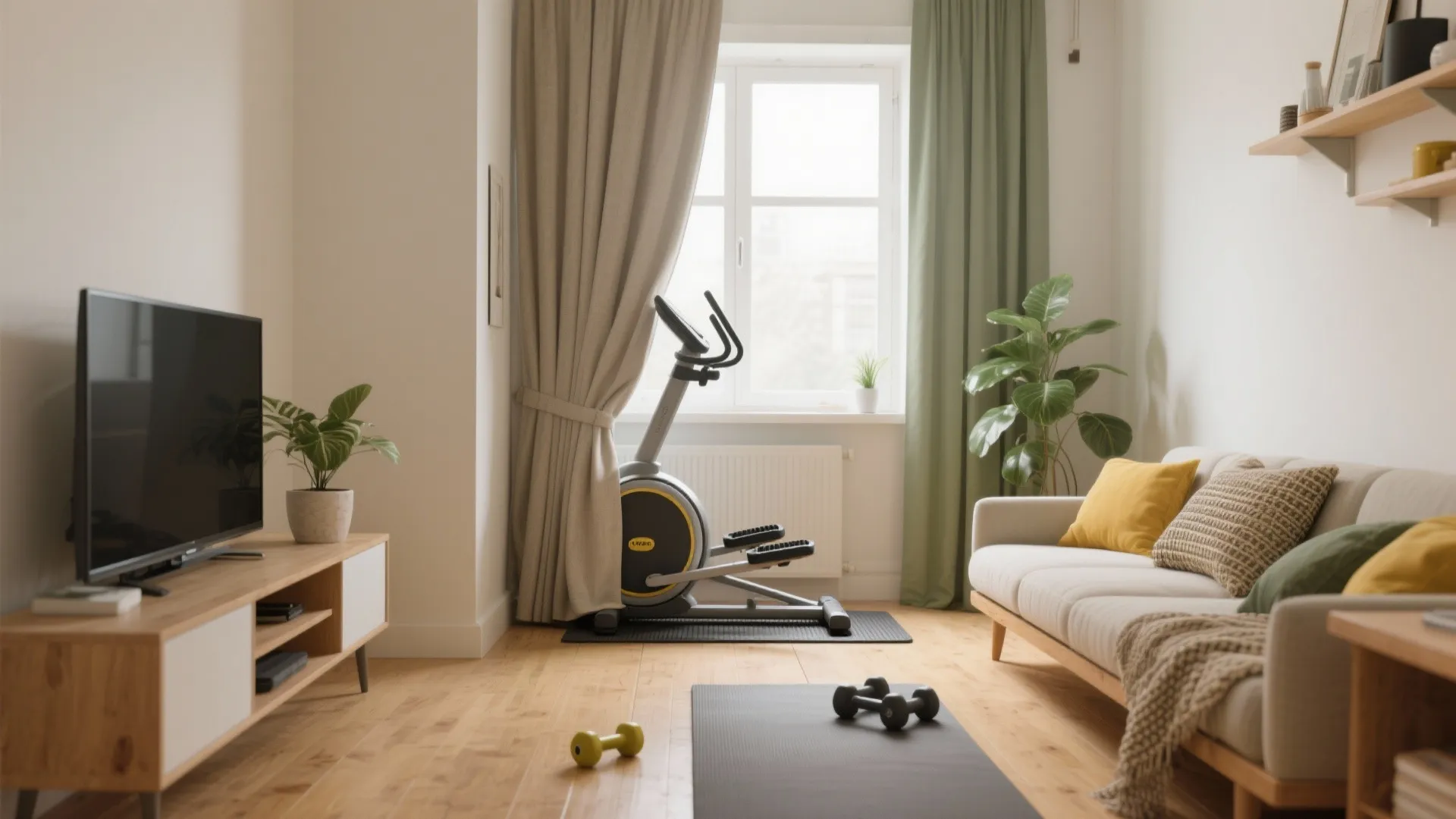 Elliptical Trainer for Small Spaces: 5 Ideas: Compact solutions and layout tricks I use to fit an elliptical trainer into tiny homes