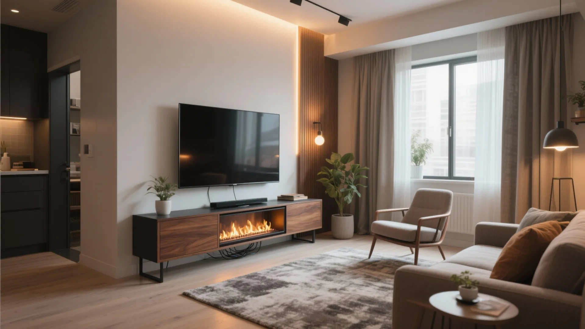 Electric Fireplace TV Stand for Small Spaces: Stylish Solutions: 1 Minute to a Cozy, Space-Saving Home Entertainment Setup
