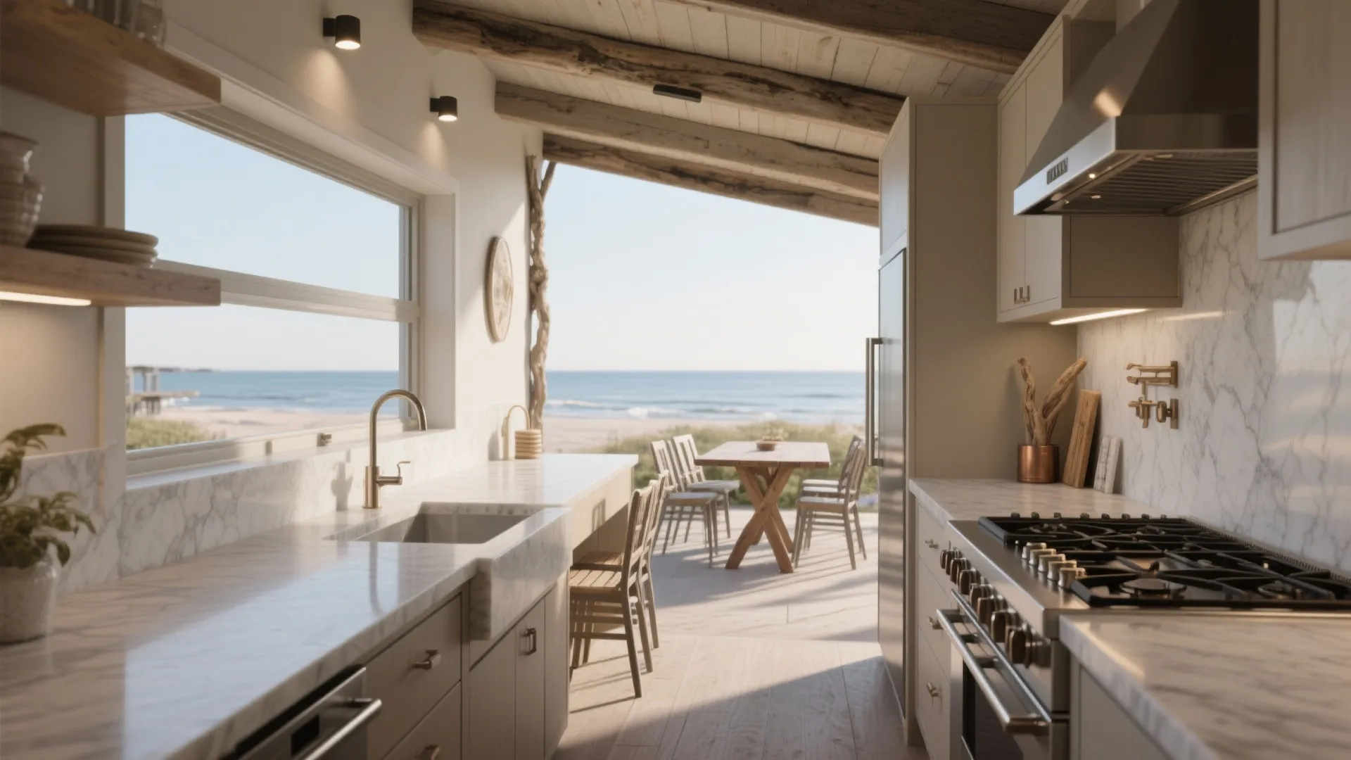 Compact Indoor–Outdoor Kitchen & Dining