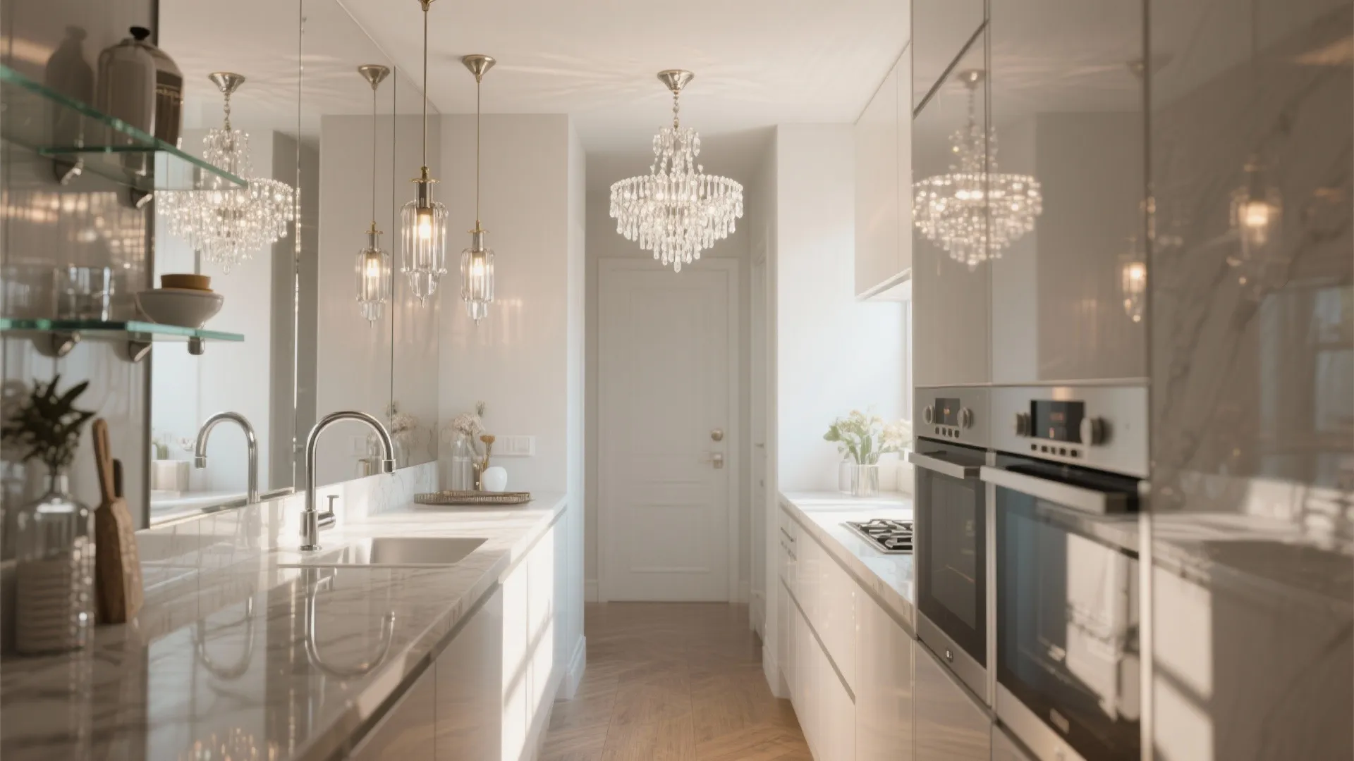 Compact glam: crystal and glass accents