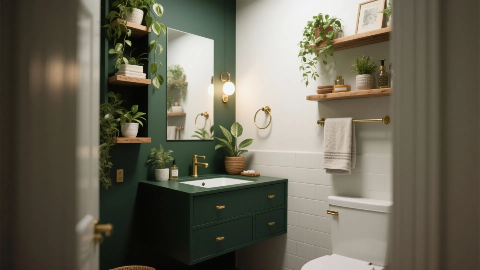 5. Pocket of Green: Small Vanity, Big Impact