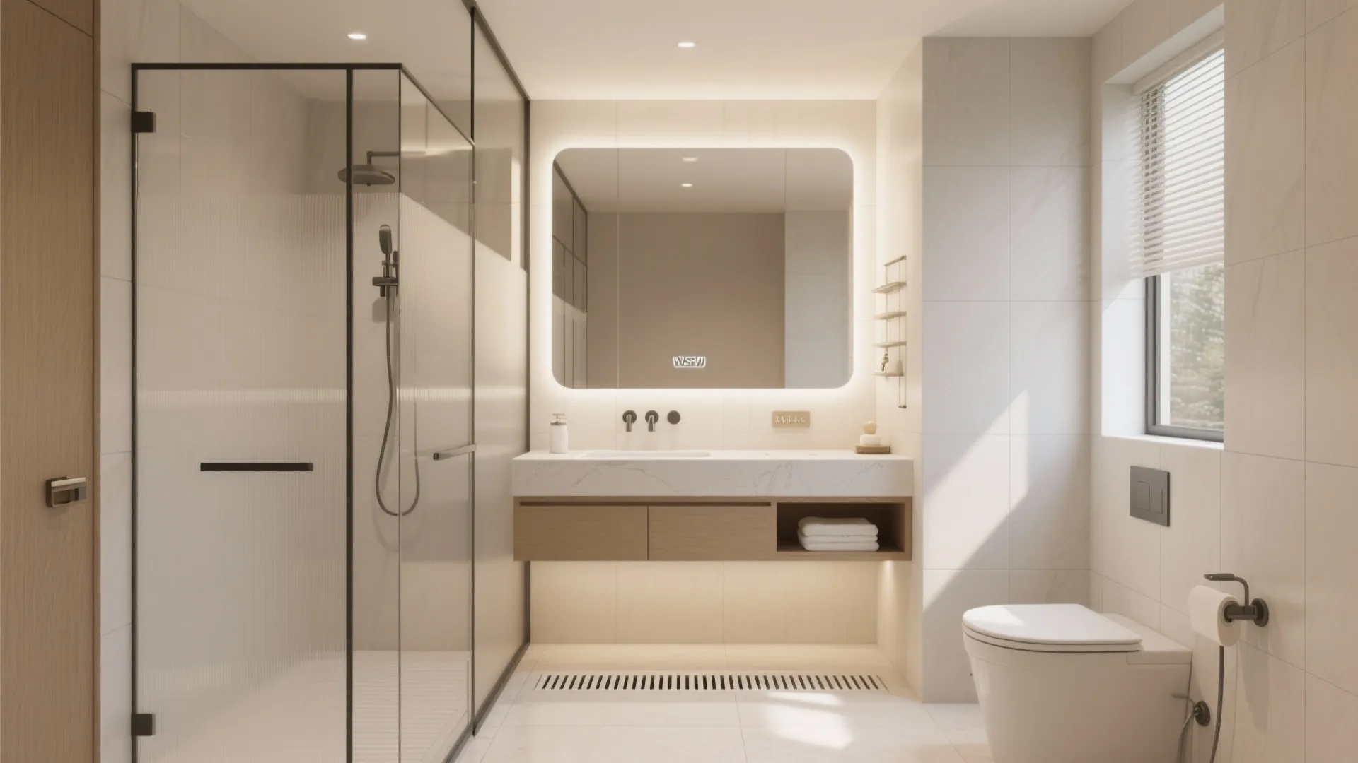 Hotel-level bathrooms in compact footprints