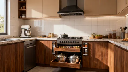 Indian kitchen design plan with 5 smart space-saving ideas