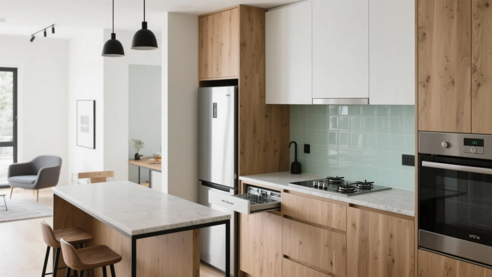 Compact appliances and a multi-functional island