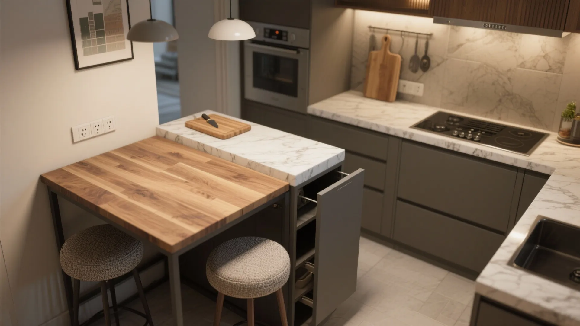 5. Compact luxury islands and multifunctional surfaces