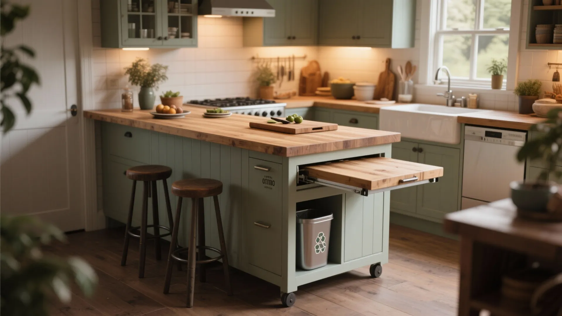 2. Choose a compact, multifunctional island