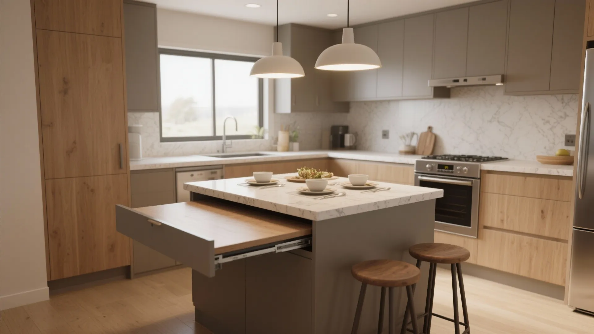 Small Kitchen Island with Pull Out Table: Space-Saving Perfection