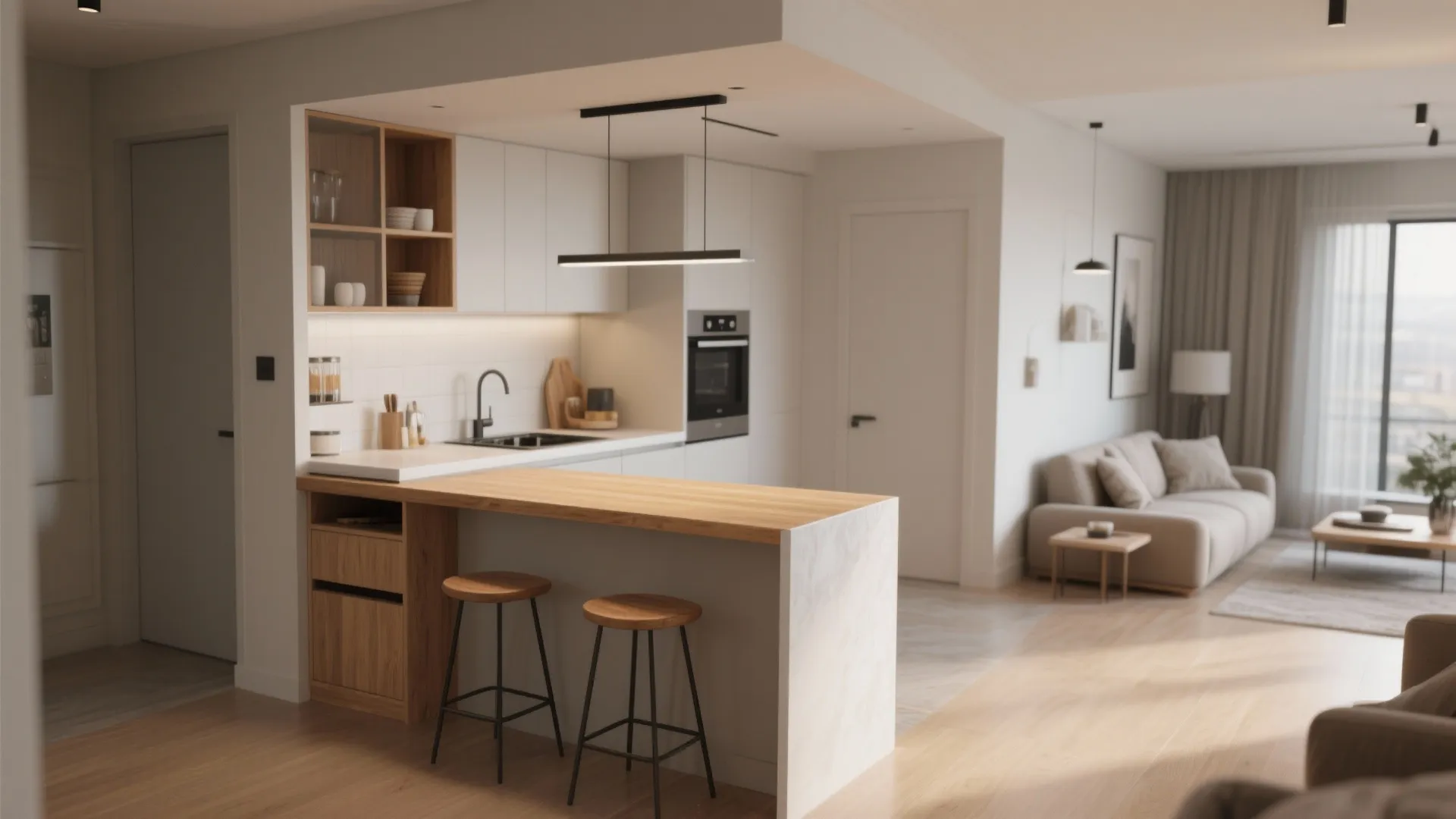 6. Compact Island with Seating