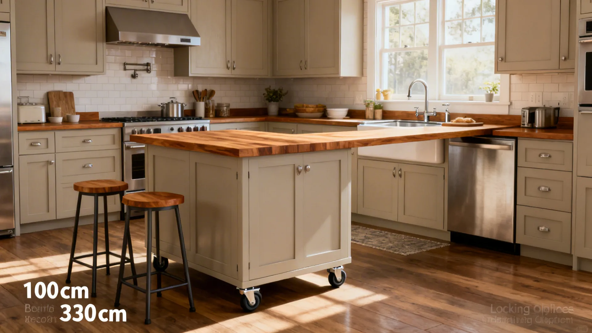 5) Compact Islands and Slide-In Dining