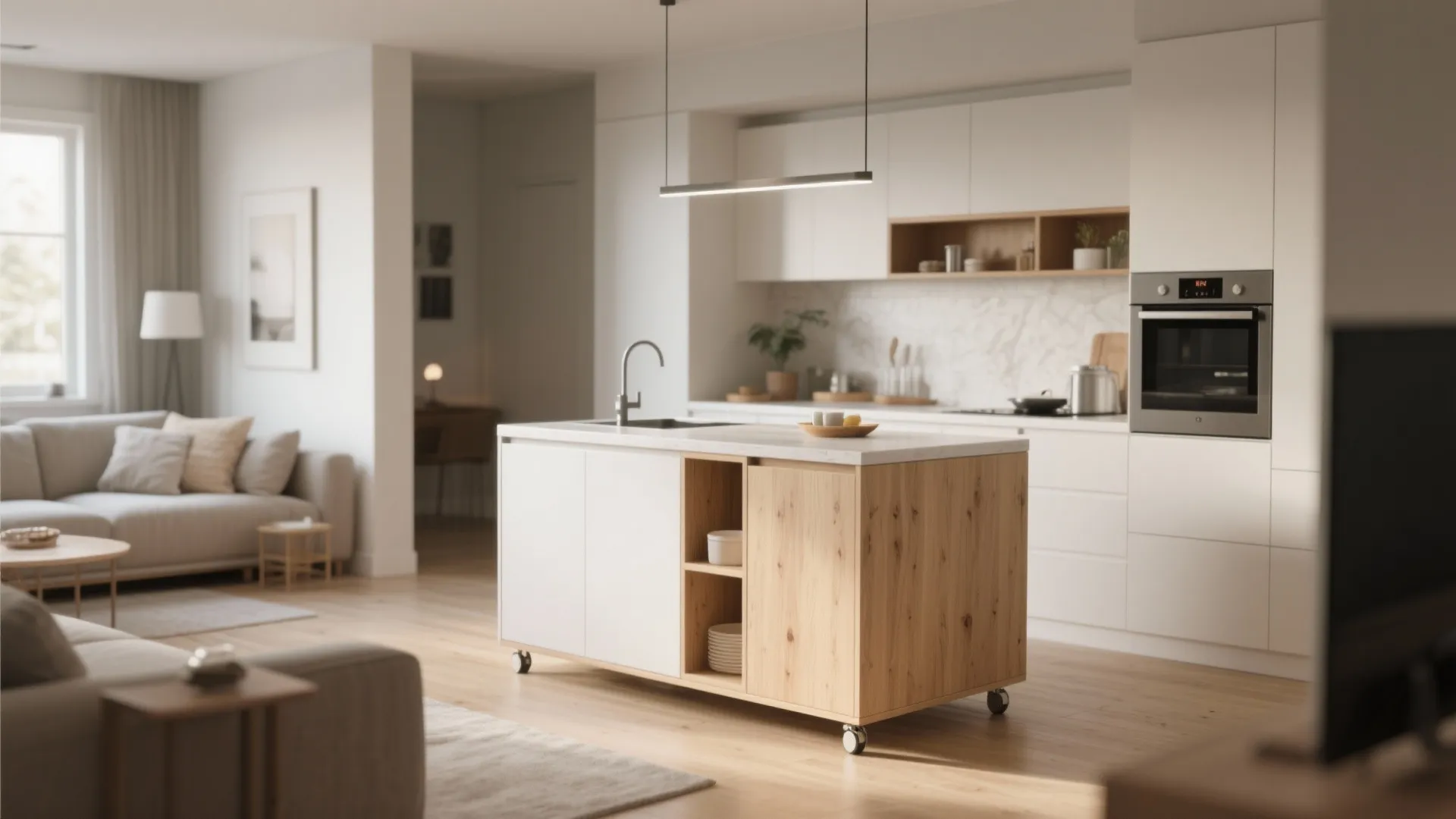 Compact Kitchen Island with Storage