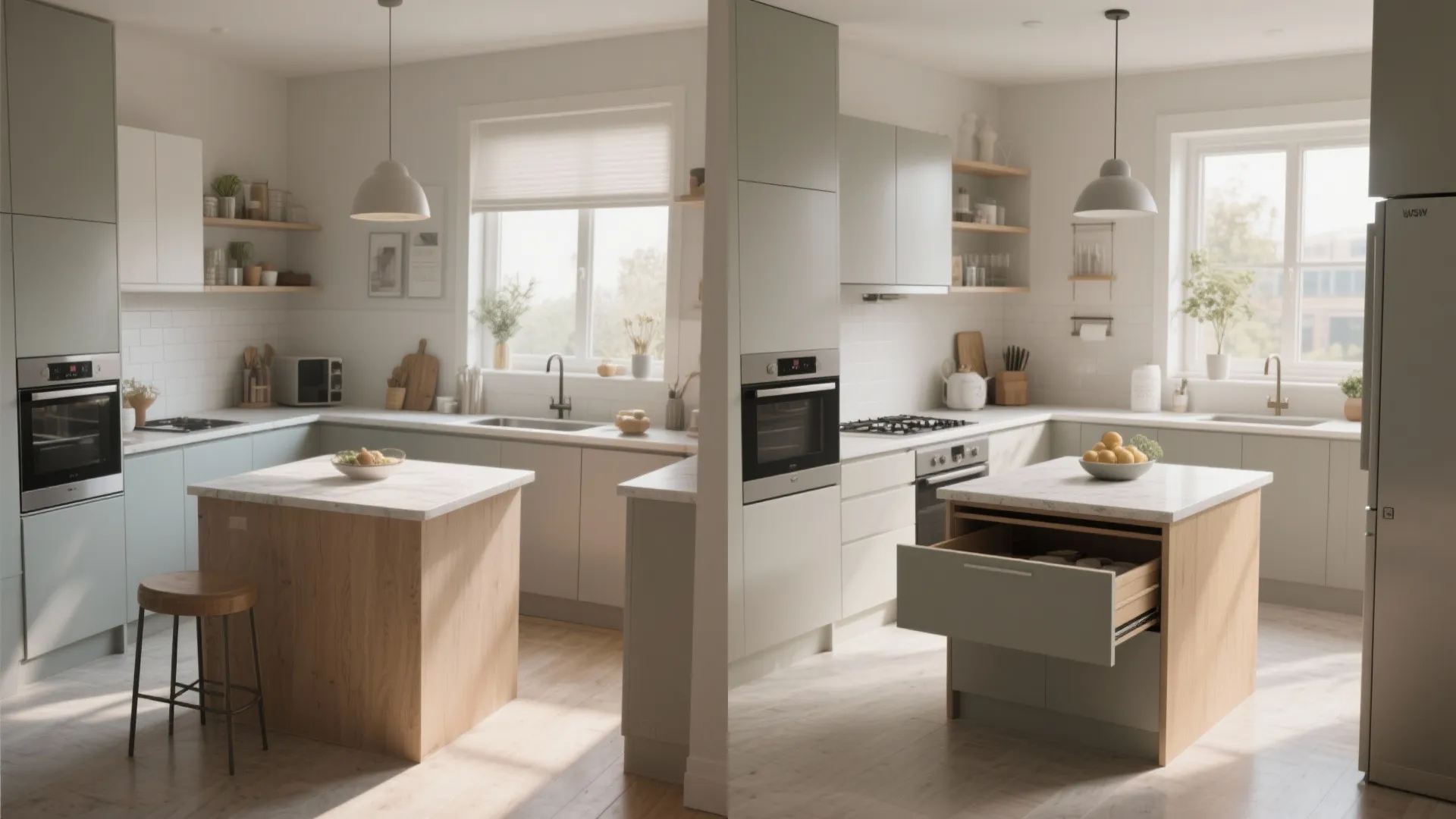 Compact Island with Hidden Storage