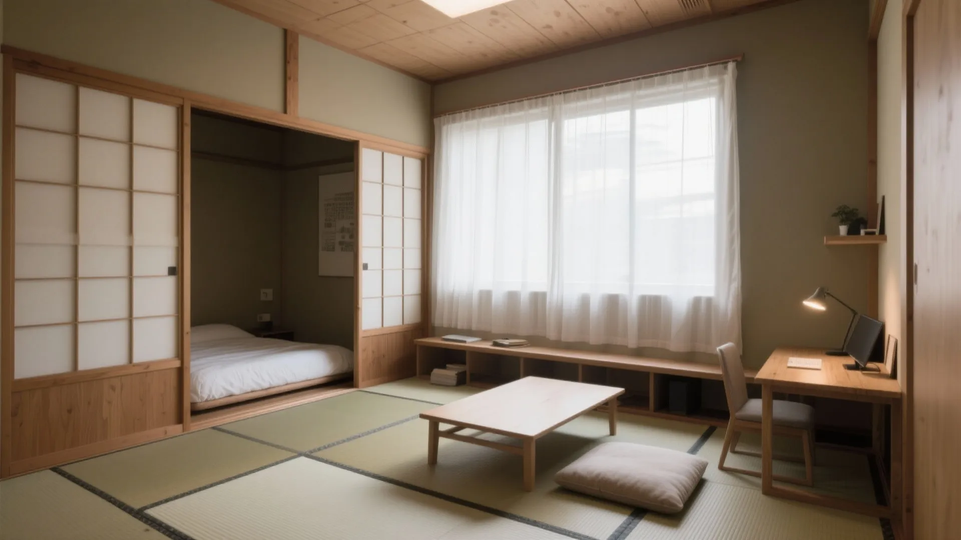 Tips 2: 小房間は“用途を重ねる”で広くする（東京小型マンション×日式風格）