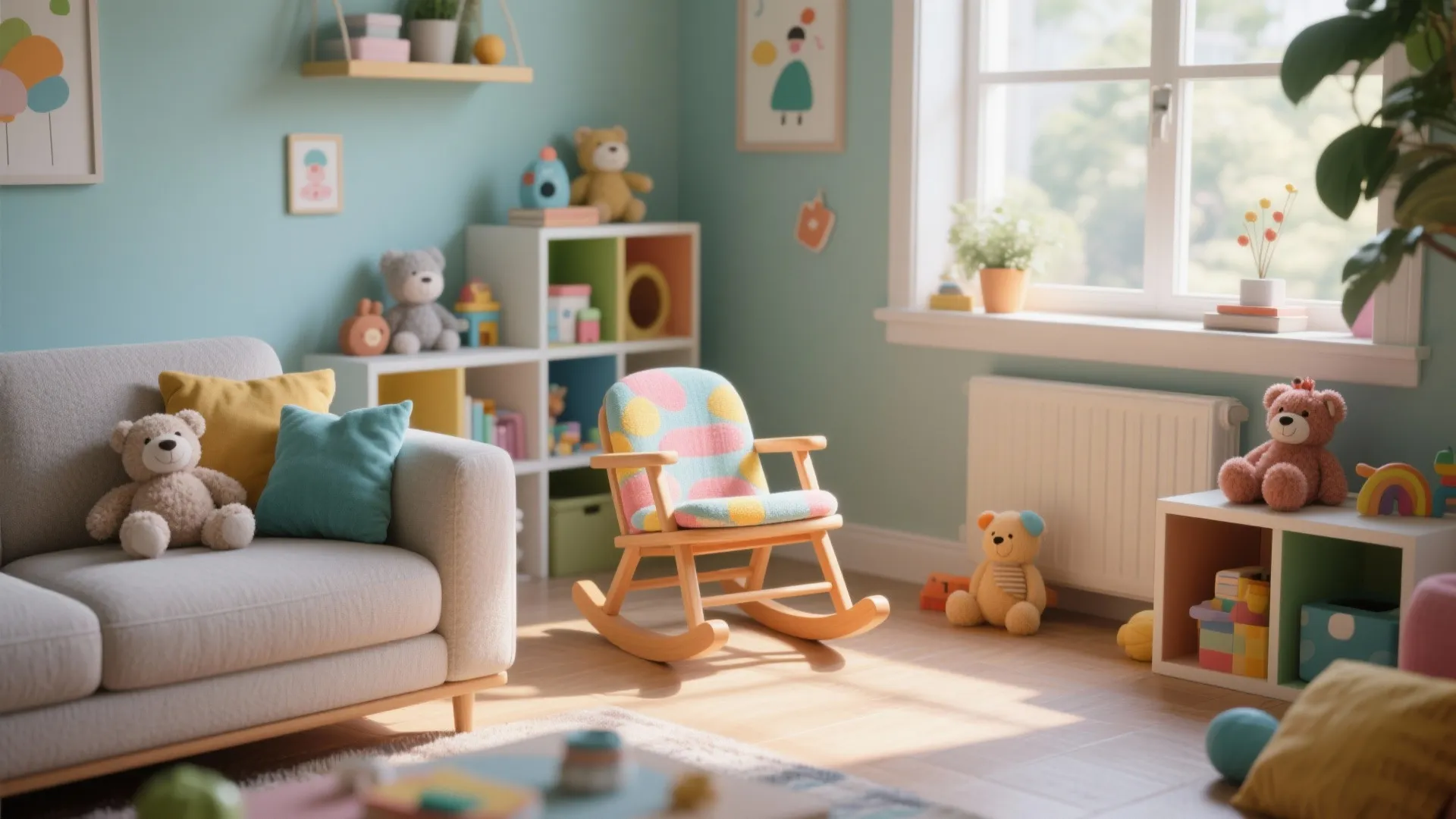 6. Kids’ Corner with a Compact Rocker