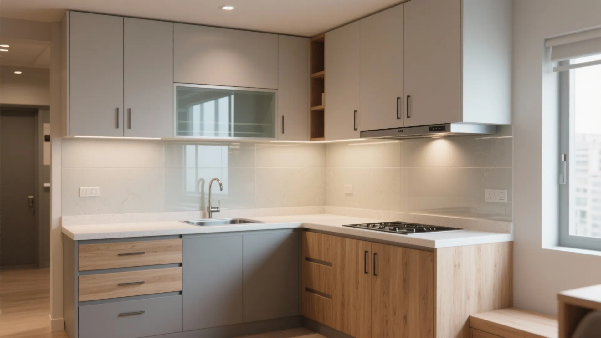 Calm, Compact Kitchens with Vertical Storage
