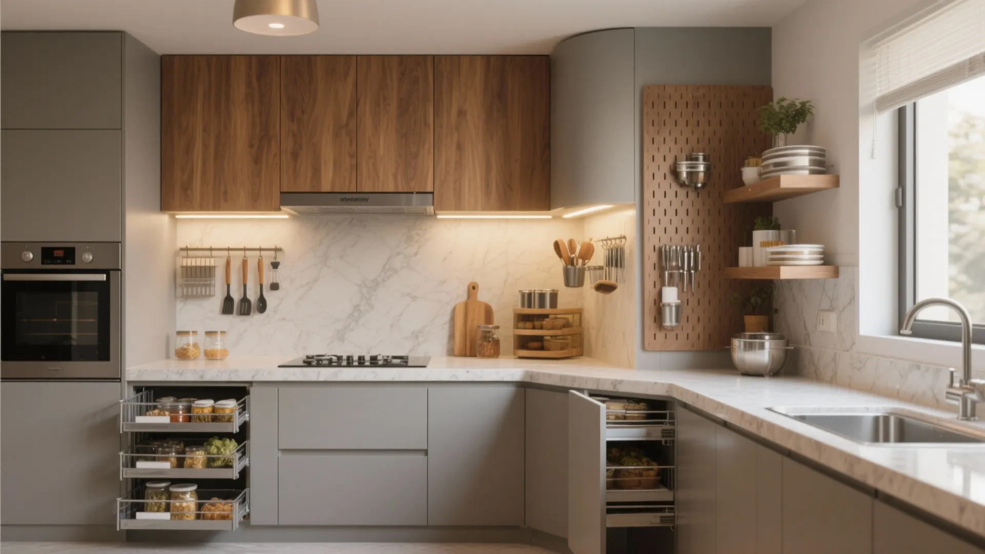 Minimalist storage that earns you space in a 3 BHK kitchen