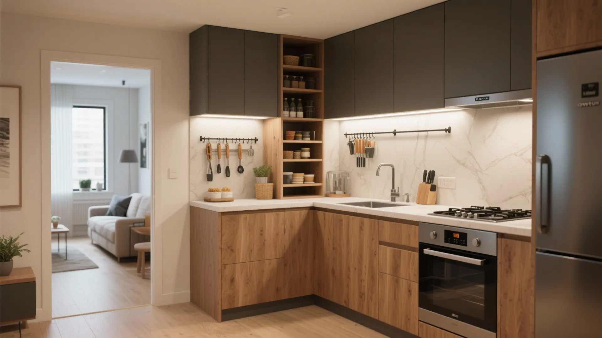 3. Compact kitchen strategies for one-bedroom layouts