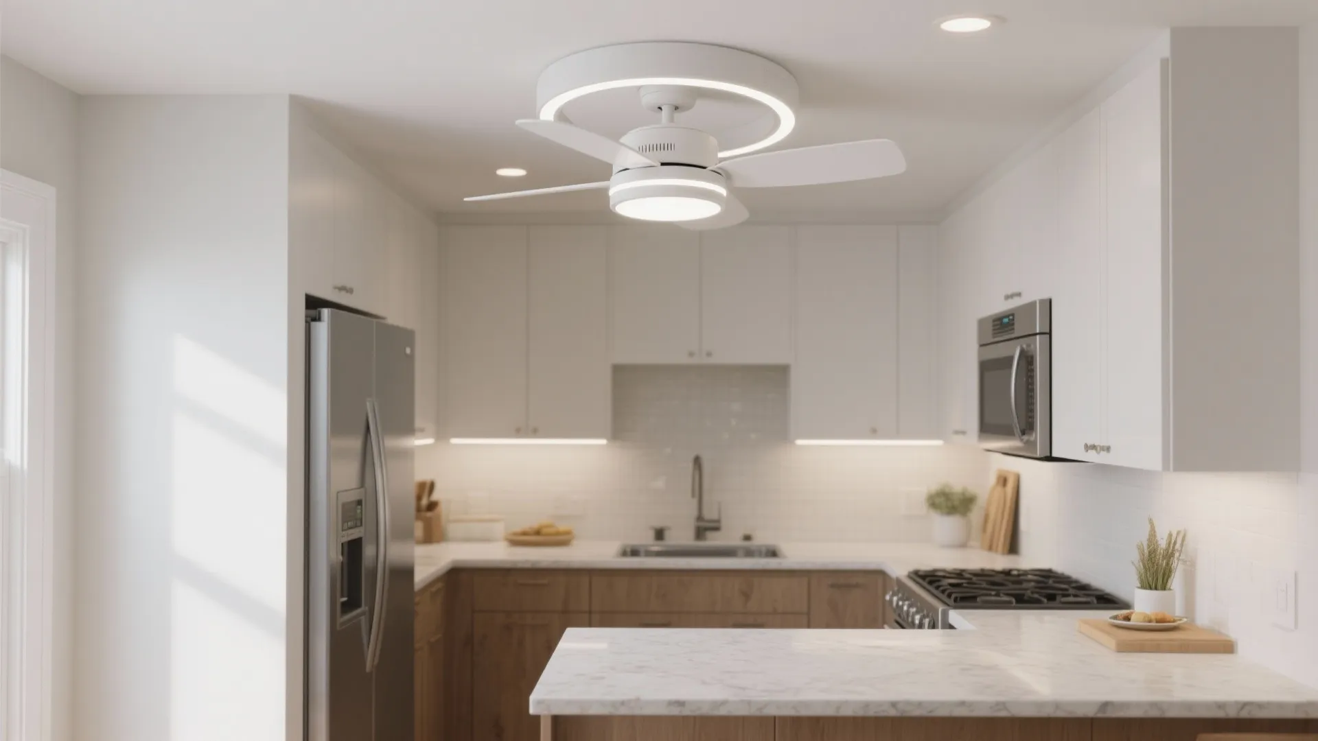 Small Ceiling Fan with Light for Kitchen: Space-Saving Comfort: 1 Minute to a Brighter, Breezier Kitchen Solution