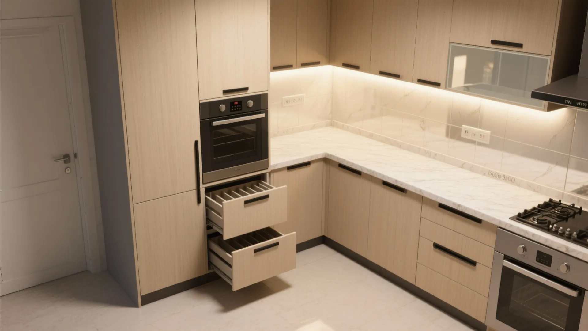 Modular kitchen upgrades: tall pantry, smart corners, and a bright backsplash