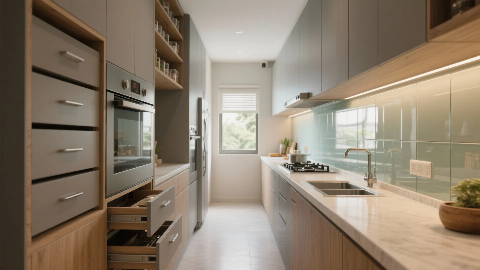 Minimalist storage for compact kitchens
