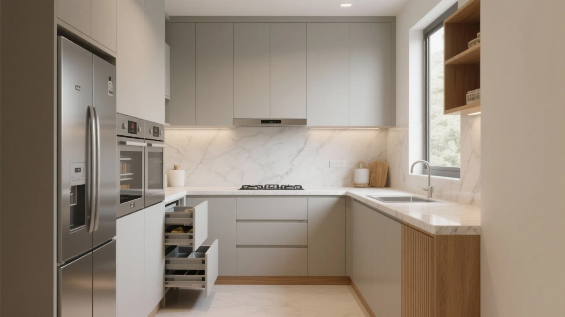 Minimalist kitchen storage for compact 2 BHKs