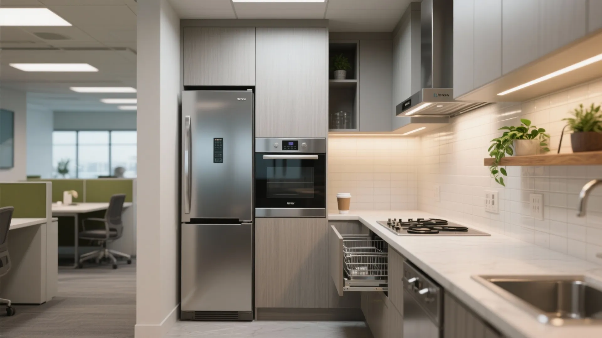 5. Compact Kitchenette and Smart Appliances
