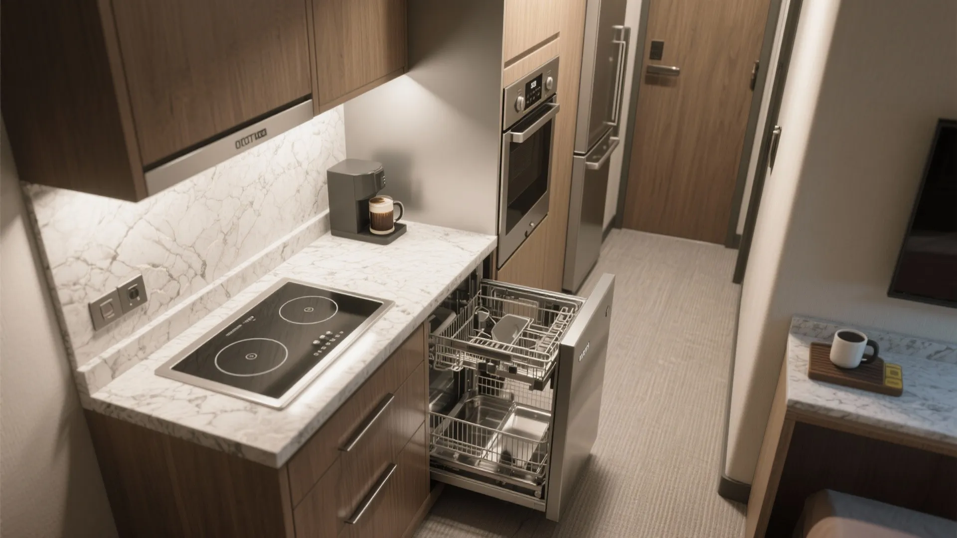 3. Compact Kitchenettes That Function Like Full Kitchens